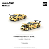(Pre-Order) 1:64 Toyota Supra (A80) TOP SECRET GT300 -- Chrome Gold -- Pop Race PR640274