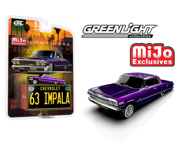 Pre-Order) 1:64 1963 Chevrolet Impala Lowrider -- Candy Purple -- Gre