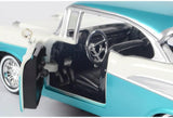 1:24 1957 Chevrolet Bel Air Lowrider -- Turquoise / White -- MotorMax Get Low