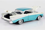 1:24 1957 Chevrolet Bel Air Lowrider -- Turquoise / White -- MotorMax Get Low