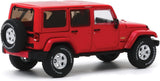 1:43 2017 Jeep Wrangler Unlimited Sahara -- Firecracker Red -- Greenlight