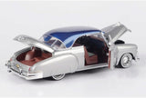 1:24 1950 Chevrolet Bel Air Lowrider -- Silver / Blue Top -- MotorMax Get Low