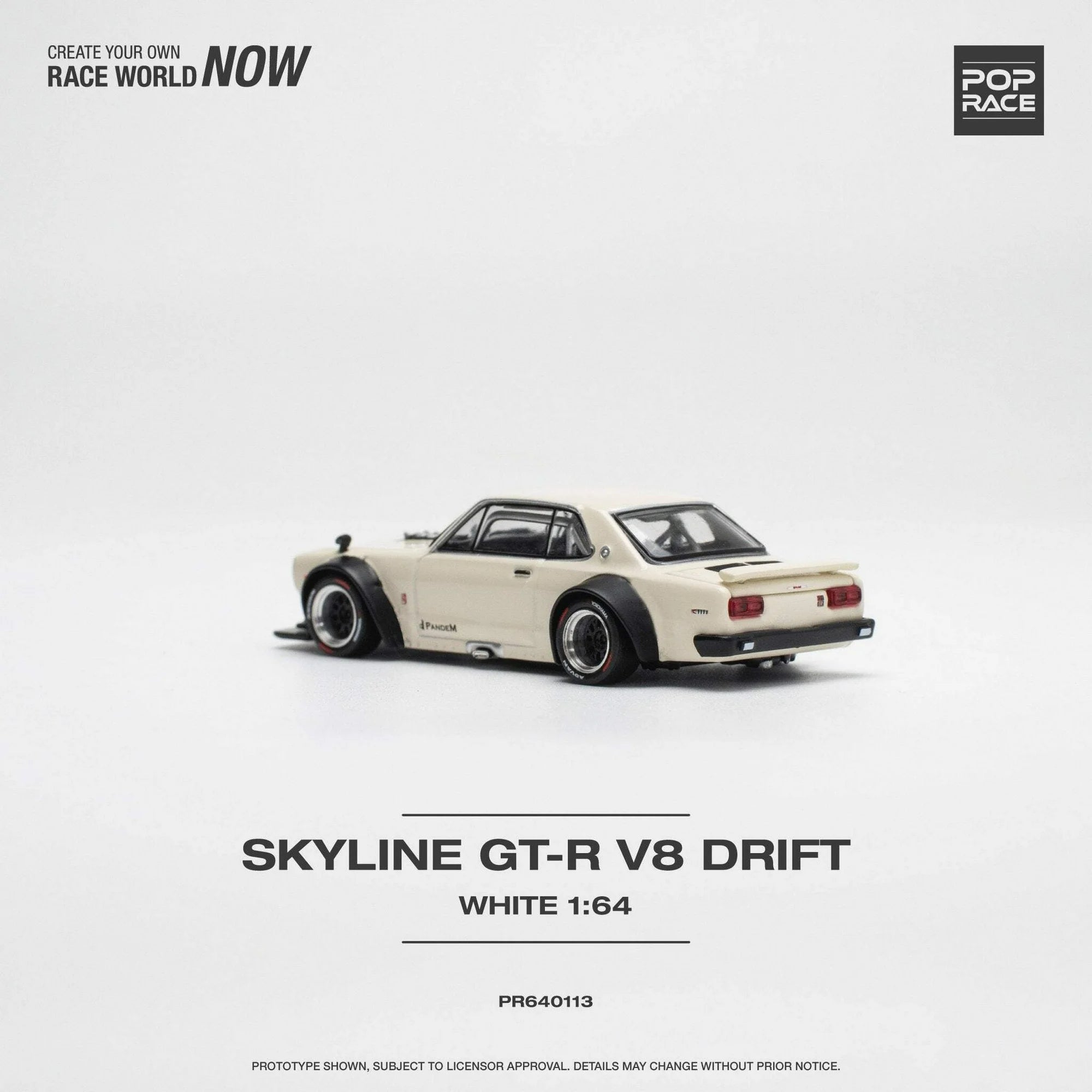 1:64 Nissan Skyline GT-R (KPGC10) Hakosuka V8 -- White -- Pop Race
