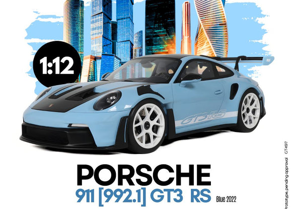 (Pre-Order) 1:12 Porsche 911 (992) GT3 RS 2022 -- Light Blue -- GT Spirit