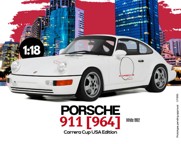 (Pre-Order) 1:18 Porsche 911 (964) Carrera Cup Edition 1992 -- White -- GT Spirit