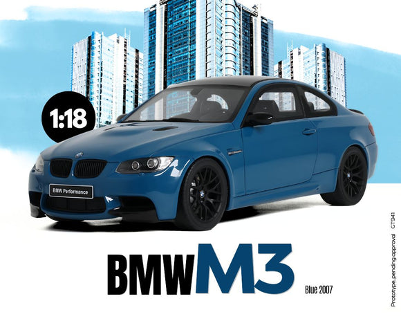 (Pre-Order) 1:18 BMW M3 (E92) 2007 -- Blue -- GT Spirit