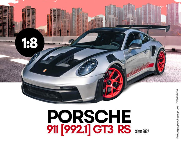 (Pre-Order) 1:8 Porsche 911 (992) GT3 RS 2022 -- Silver/Black -- GT Spirit
