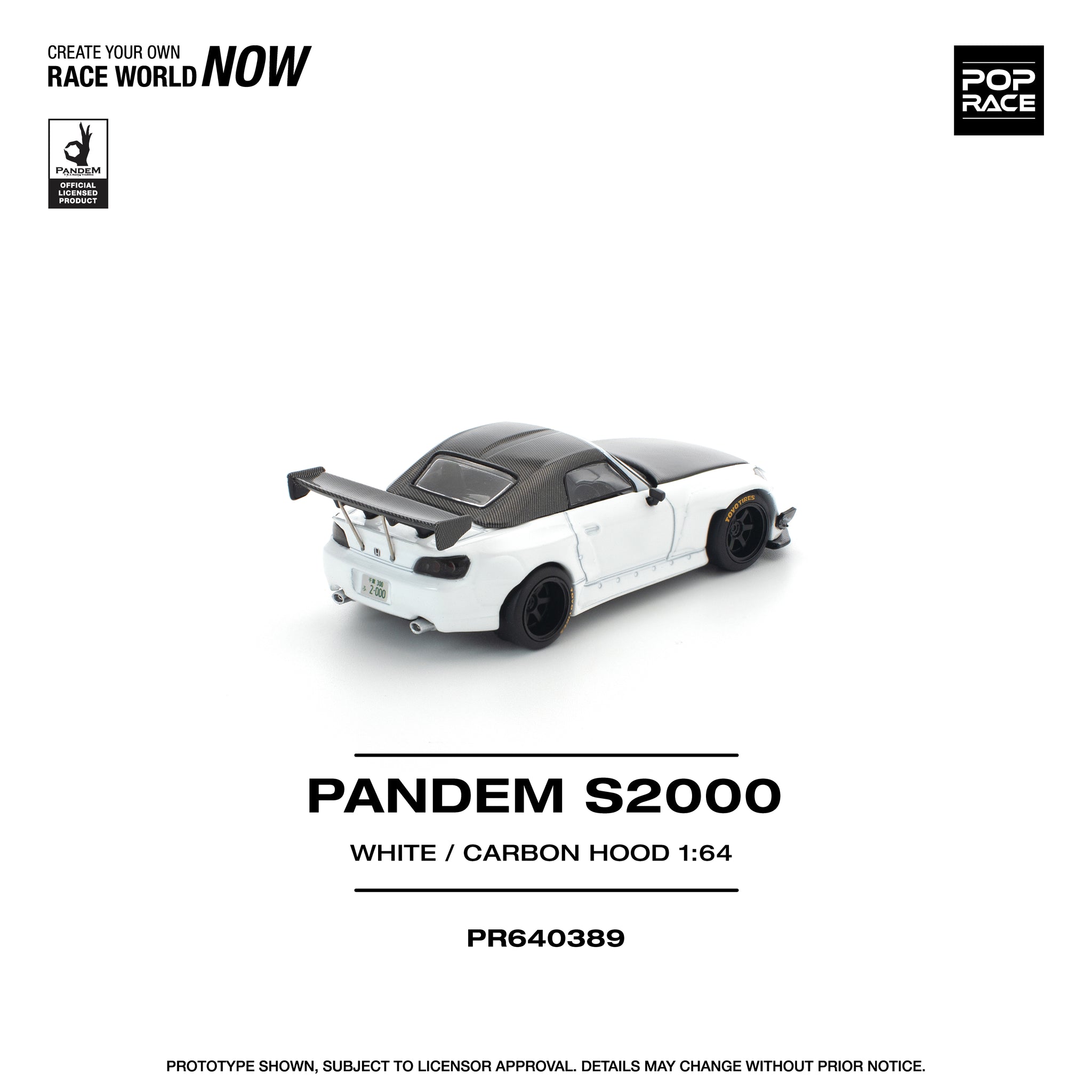 Pre-Order) 1:64 Honda S2000 Soft-Top -- White -- Pop Race