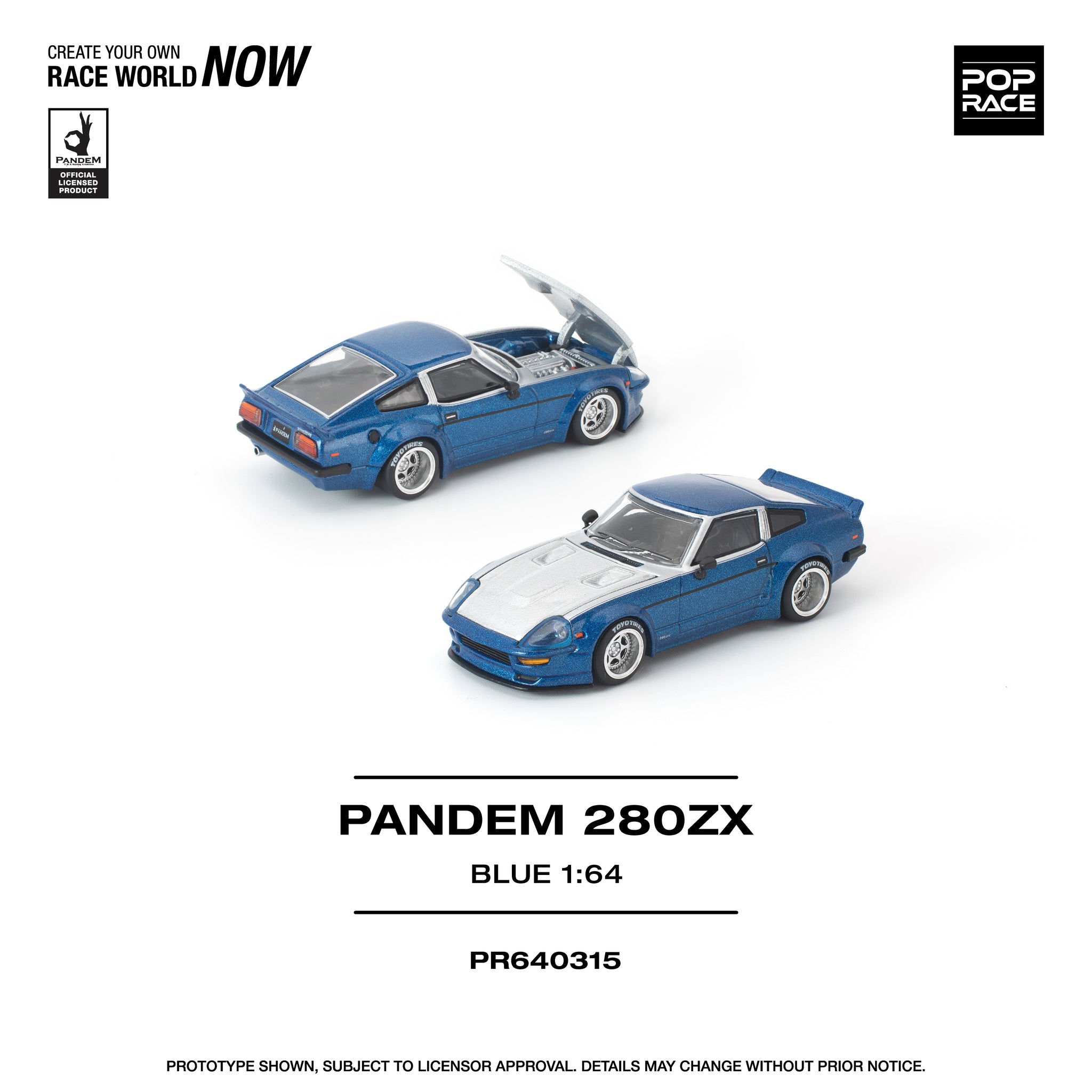 Pre-Order) 1:64 Datsun 280ZX PANDEM -- Blue / Silver -- Pop Race