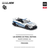 (Pre-Order) 1:64 Nissan R35 GTR LB-Works Final Edition -- Silver / Blue -- Pop Race