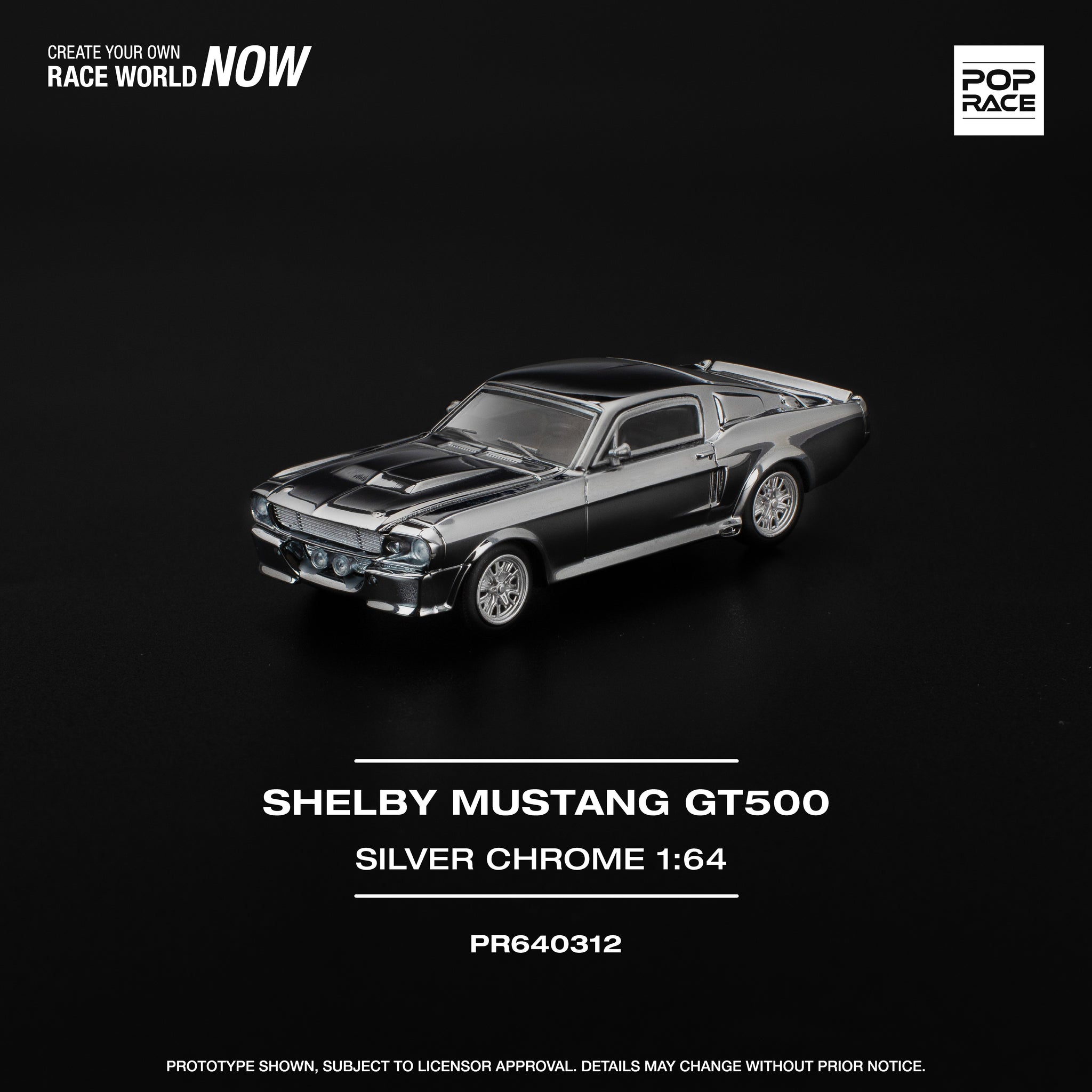 Pre-Order) 1:64 Shelby Mustang GT500 -- Silver Chrome -- Pop Race