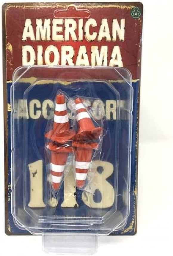 1:18 Traffic Cones (Set of 4) -- American Diorama Accessories