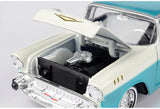 1:24 1957 Chevrolet Bel Air Lowrider -- Turquoise / White -- MotorMax Get Low