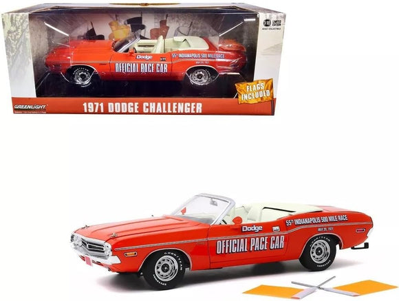1:18 1971 Indy 500 Pace Car Orange -- Dodge Challenger R/T Convertible -- Greenlight