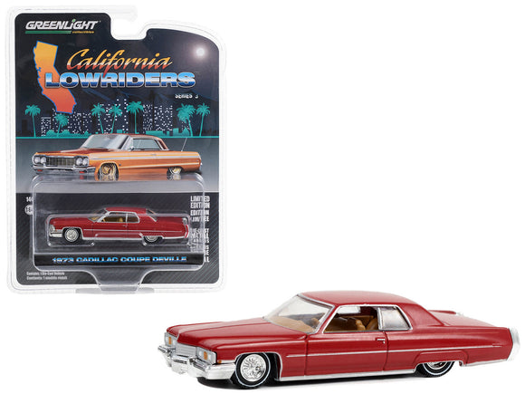 1:64 1973 Cadillac Coupe DeVille -- Maroon -- California Lowriders