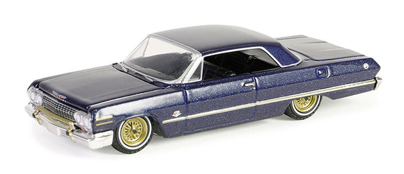 1:64 1963 Chevrolet Impala -- Dark Blue/Gold -- California Lowriders