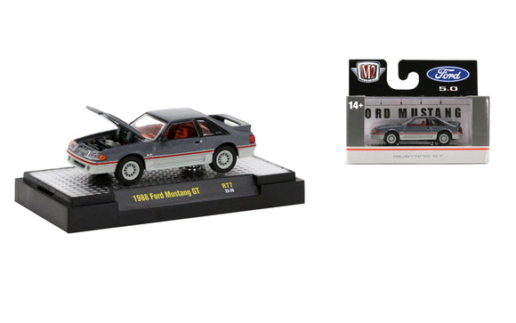 1:64 1988 Ford Mustang GT -- Grey/Silver -- M2 Machines Auto Thentics 77