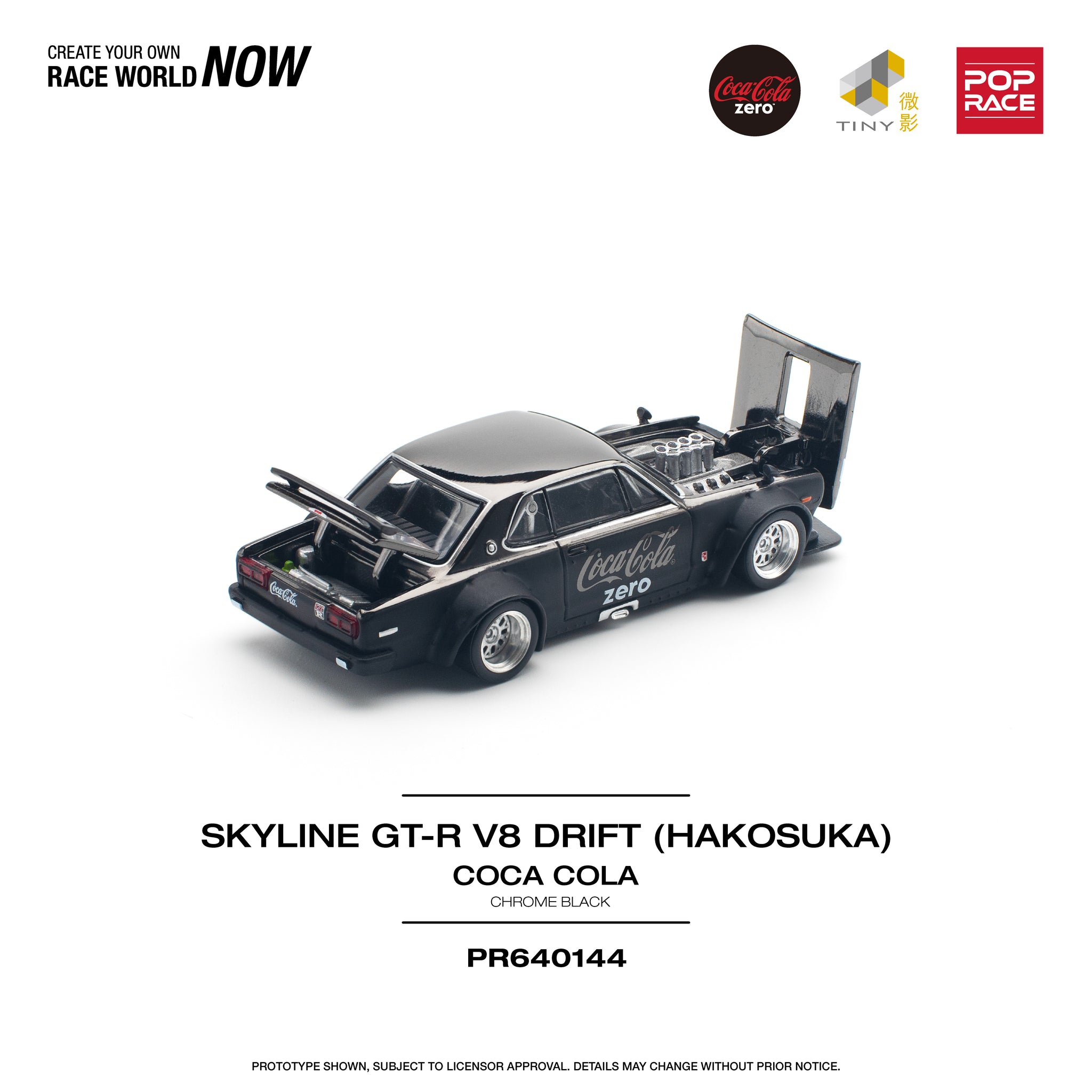 スポーツトイ・アクショントイ TEAM HIGH PERFORMANCE & Coca-Cola 1:64 Nissan Skyline GT-R (KPGC10) Hakosuka V8 -- Coca-Cola - Black --