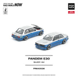 (Pre-Order) 1:64 BMW E30 PANDEM -- Silver/Blue -- Pop Race