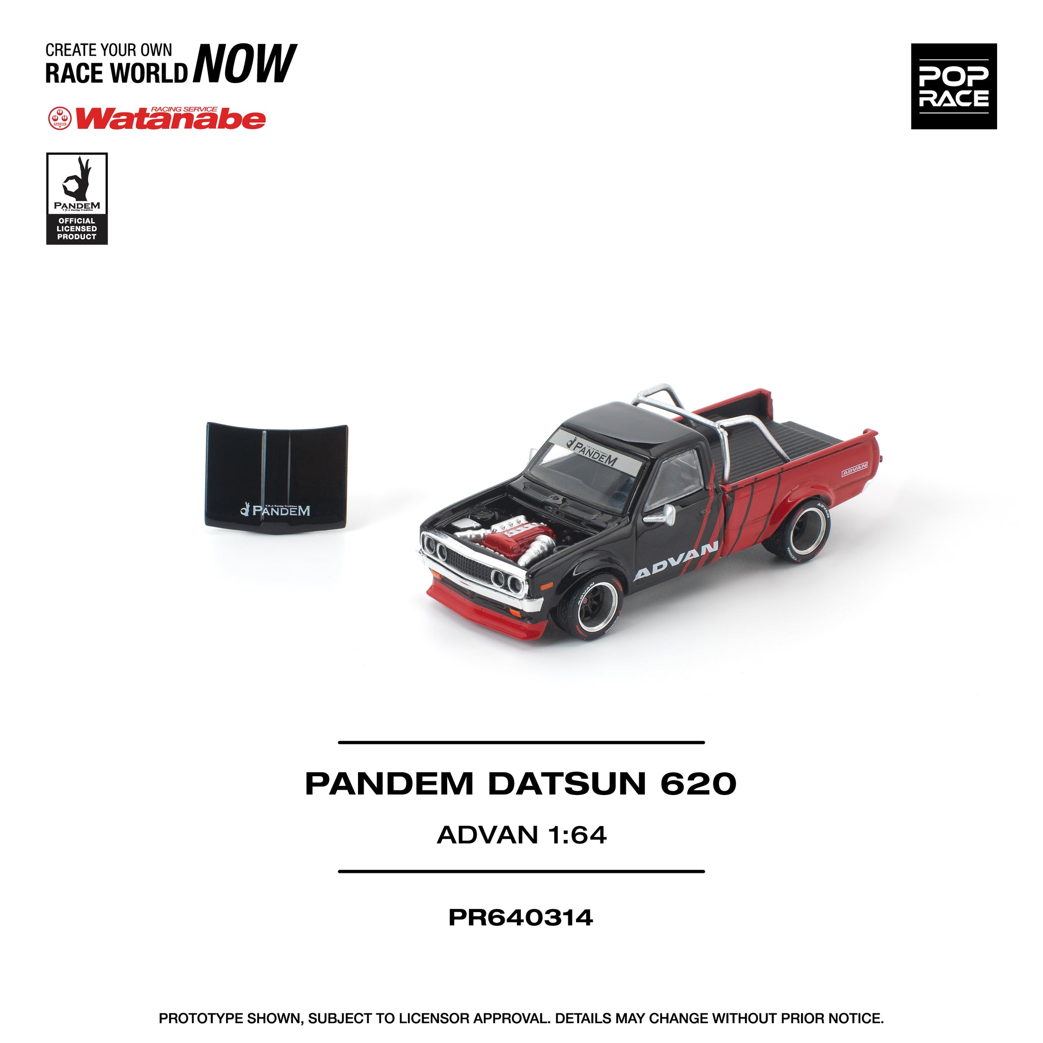 Pop Race 1:64 Pandem Datsun 620 Pickup Blue #217 POP RACE 1/64