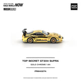 (Pre-Order) 1:64 Toyota Supra (A80) TOP SECRET GT300 -- Chrome Gold -- Pop Race PR640274