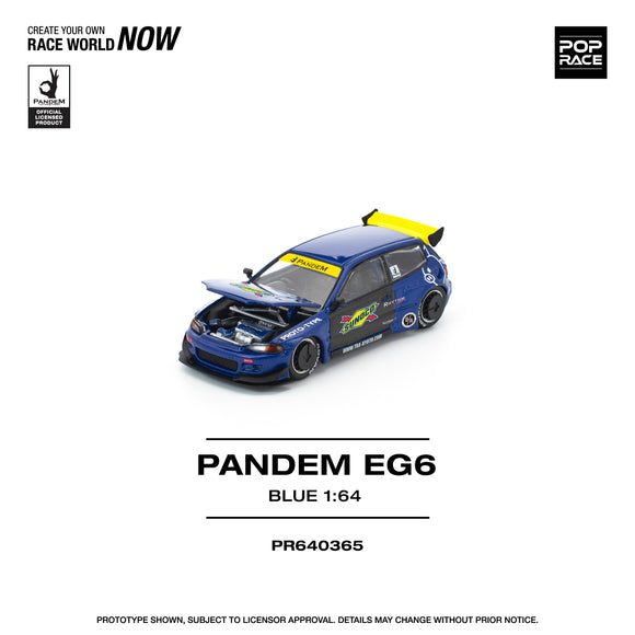 (Pre-Order) 1:64 Honda Civic EG6 Pandem -- Sunoco Blue/Yellow -- Pop Race
