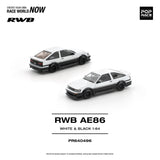 (Pre-Order) 1:64 Toyota AE86 RWB -- White/Black -- Pop Race