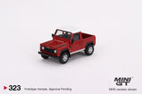 1:64 Land Rover Defender 90 Pickup -- Masai Red -- Mini GT MGT00323