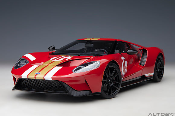 1:18 Ford GT -- Alan Mann Heritage Edition (Red w/Gold Stripes) -- AUTOart