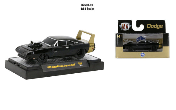 1:64 1969 Dodge Charger Daytona Hemi -- Black -- M2 Machines Ground-Pounders