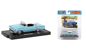 1:64 1958 Chevrolet Impala -- Light Blue/White -- M2 Machines