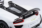 (Pre-Order) 1:18 Porsche 918 Spyder Weissach Package -- White w/Red Interior -- AUTOart