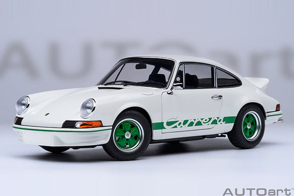 1:18 Porsche 911 Carrera RS 2.7 Coupe 1973 -- White w/Green Stripes -- AUTOart 7
