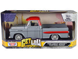 1:24 1958 Chevrolet Apache Fleetside Pickup -- Grey / Red -- MotorMax Get Low