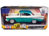 1:24 1957 Chevrolet Bel Air Lowrider -- Turquoise / White -- MotorMax Get Low