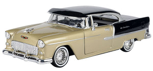 1:24 1955 Chevrolet Bel Air Lowrider -- Beige / Black -- MotorMax Get Low