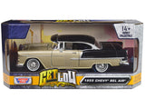 1:24 1955 Chevrolet Bel Air Lowrider -- Beige / Black -- MotorMax Get Low