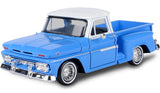 1:24 1966 GMC C1000 Pickup Lowrider -- Blue / White -- MotorMax Get Low