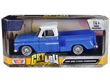 1:24 1966 GMC C1000 Pickup Lowrider -- Blue / White -- MotorMax Get Low