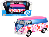 1:24 Volkswagen Type 2 (T1) Delivery Van --  "Love" Pink / Blue -- MotorMax