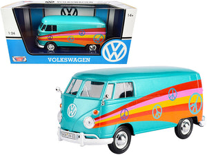 1:24 Volkswagen Type 2 (T1) Delivery Van --  "Peace" Turquoise -- MotorMax