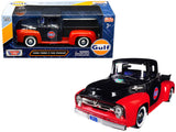 1:24 1956 Ford F-100 Pickup Truck -- "Gulf" Dark Blue and Red -- MotorMax