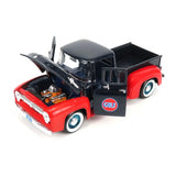 1:24 1956 Ford F-100 Pickup Truck -- "Gulf" Dark Blue and Red -- MotorMax