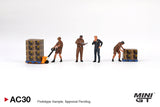 1:64 Figurine Set: UPS Driver and Workers -- Mini GT MGTAC30