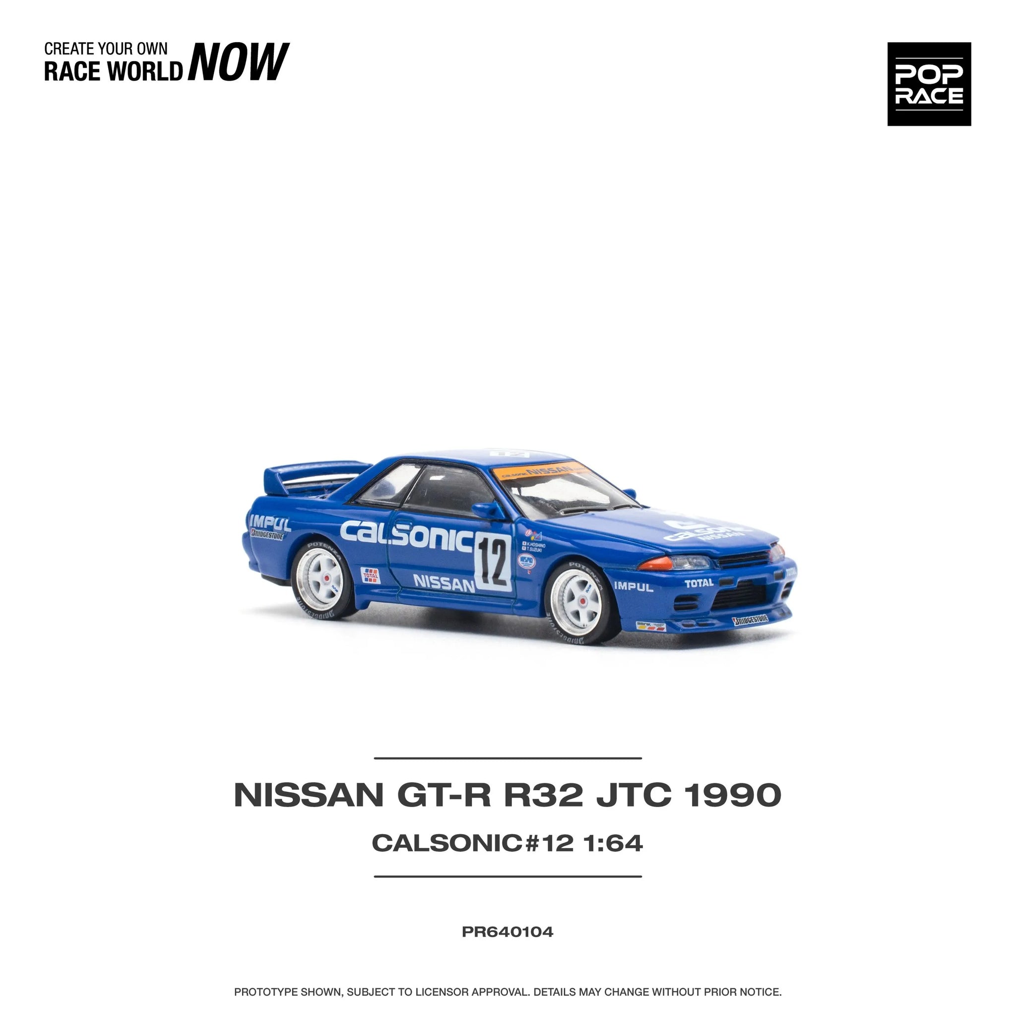 1:64 Nissan R32 Skyline GTR -- JTC 1990 Calsonic #12 -- Pop Race