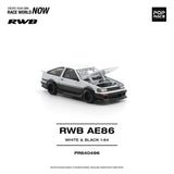 (Pre-Order) 1:64 Toyota AE86 RWB -- White/Black -- Pop Race