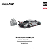 (Pre-Order) 1:64 Lamborghini Veneno -- Grigio Metalluro (Grey Metallic) -- Pop Race
