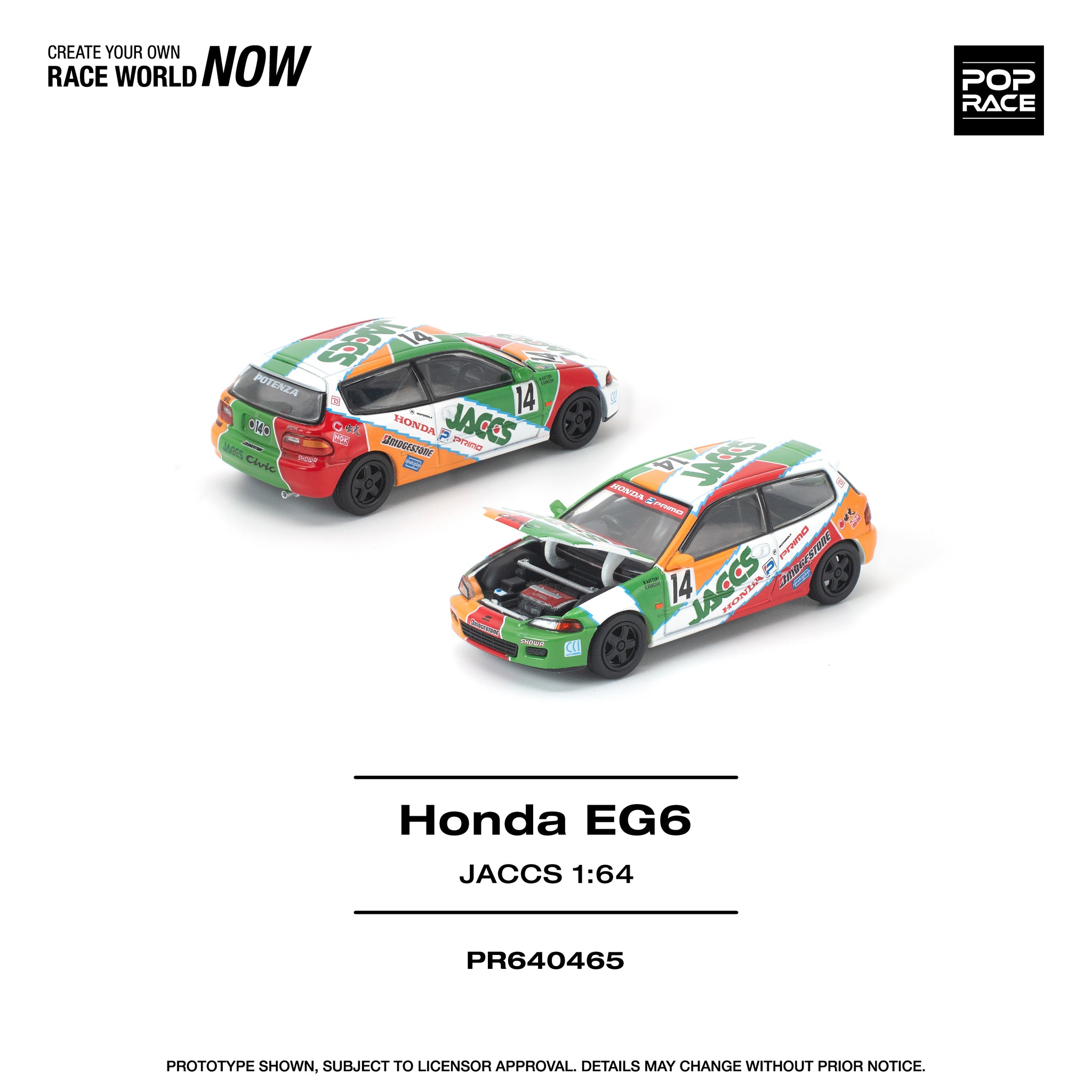 Pre-Order) 1:64 Honda Civic (EG6) -- #14 JACCS -- Pop Race