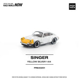 (Pre-Order) 1:64 Porsche 911 by Singer -- SCCS Homage - Yellow/Silver -- Pop Race