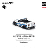 (Pre-Order) 1:64 Nissan R35 GTR LB-Works Final Edition -- Silver / Blue -- Pop Race